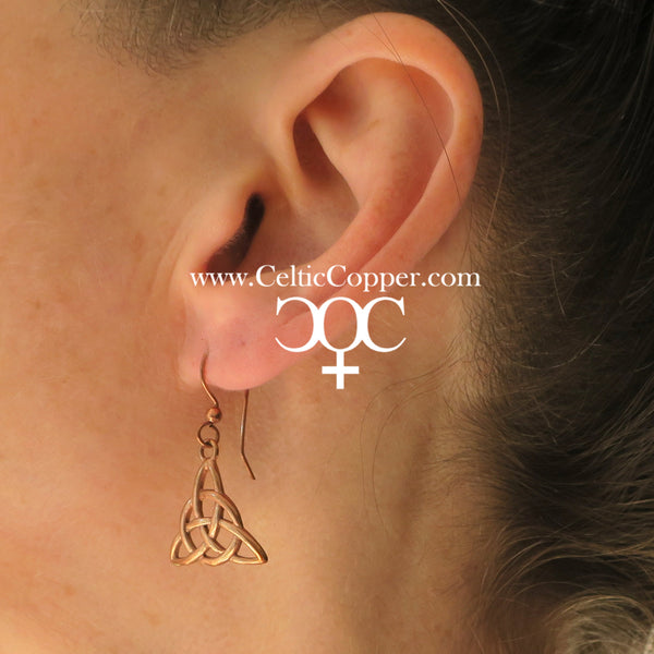 Copper Earrings Celtic Trine Copper Dangle Earrings EC3 Solid Copper Drop Earrings Triquetra Symbol