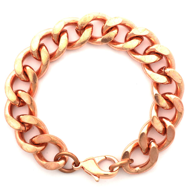 Men's Copper Chain Set Chunky 16mm Copper Cuban Curb Chain Set SET162 Solid Copper 24 Inch Necklace And Matching Copper Bracelet Set