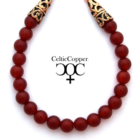 Carnelian Copper Festoon Necklace Round 6mm Red Agate Beads Handmade Copper Beads