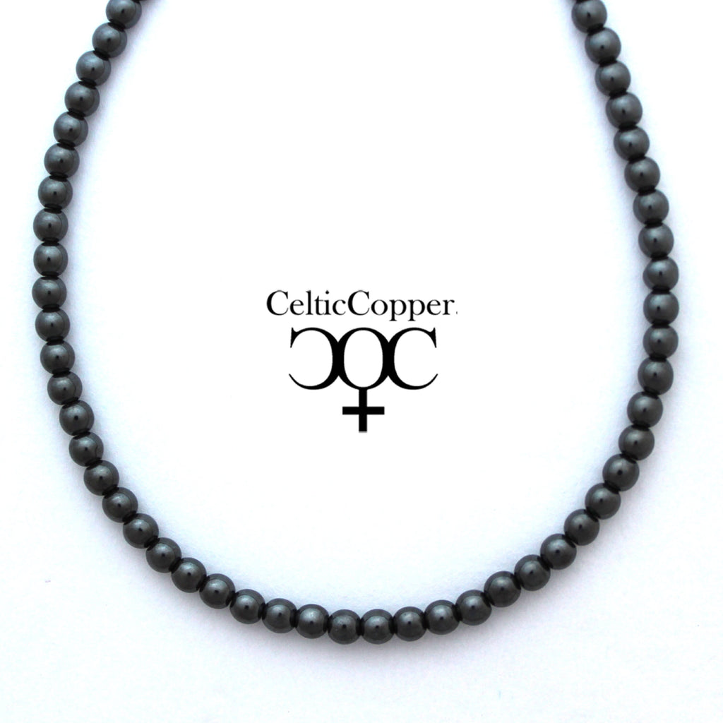 Hematite Copper Bead Necklace 4mm Round Hematite Beads Handmade Copper –  Celtic Copper Shop