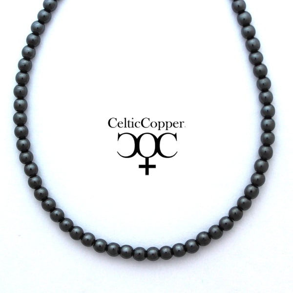 Hematite Copper Bead Necklace 4mm Round Hematite Beads Handmade Copper Bead Necklace