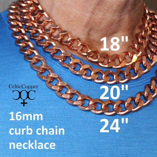 Super Chunky Solid Copper Necklace Chain Cuban Curb Chain Necklace NC162 Extra Heavy 16mm Copper Curb Chain Necklace 18 Inch Chain