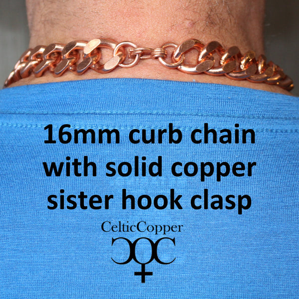 Super Chunky Solid Copper Necklace Chain NC162 Men's Extra Heavy 16mm Copper Curb Chain Necklace 20 Inch Chain