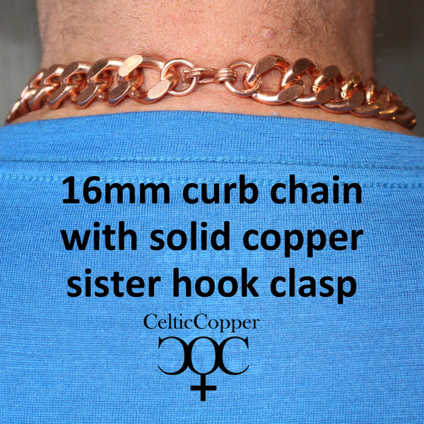 Men's Copper Chain Set Chunky 16mm Copper Cuban Curb Chain Set SET162 Solid Copper 20 Inch Necklace And Matching Copper Bracelet Set