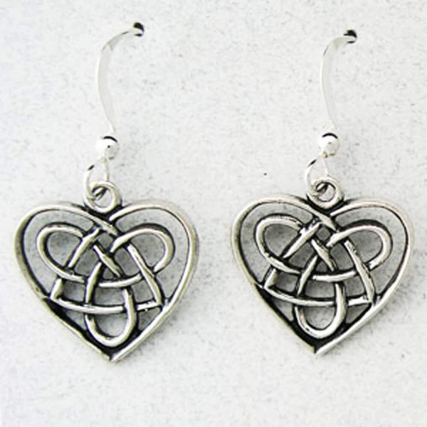 Celtic Knot Work Sterling Silver Copper Heart Shaped Earrings ESD02 Solid Sterling Silver Earrings