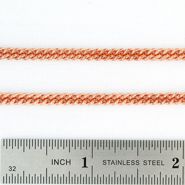 Solid Copper Necklace Chain Fine 3mm Cuban Curb Chain Necklace NC71 Solid Copper Chain Necklace 18"
