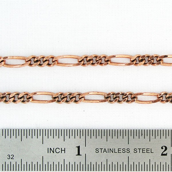 Custom Bracelet Chain Solid Copper Fine Figaro Chain Bracelet BC41M Custom Size Copper Bracelet Chain