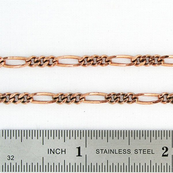 Solid Copper Necklace Chain Fine Copper Figaro Chain Necklace NC41 Italian Style Figaro Solid Copper Chain Necklace 18 Inch Chain