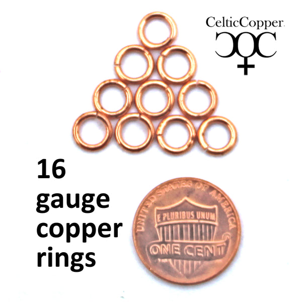 Medium Weight 16 Gauge Copper Jump Rings JSR16 Solid Copper Jewelry Findings Copper Ring 10-Pack