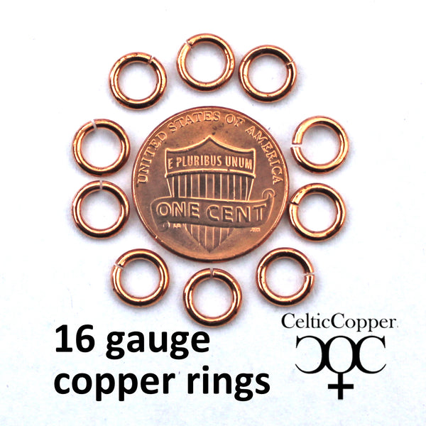 Medium Weight 16 Gauge Copper Jump Rings JSR16 Solid Copper Jewelry Findings Copper Ring 10-Pack