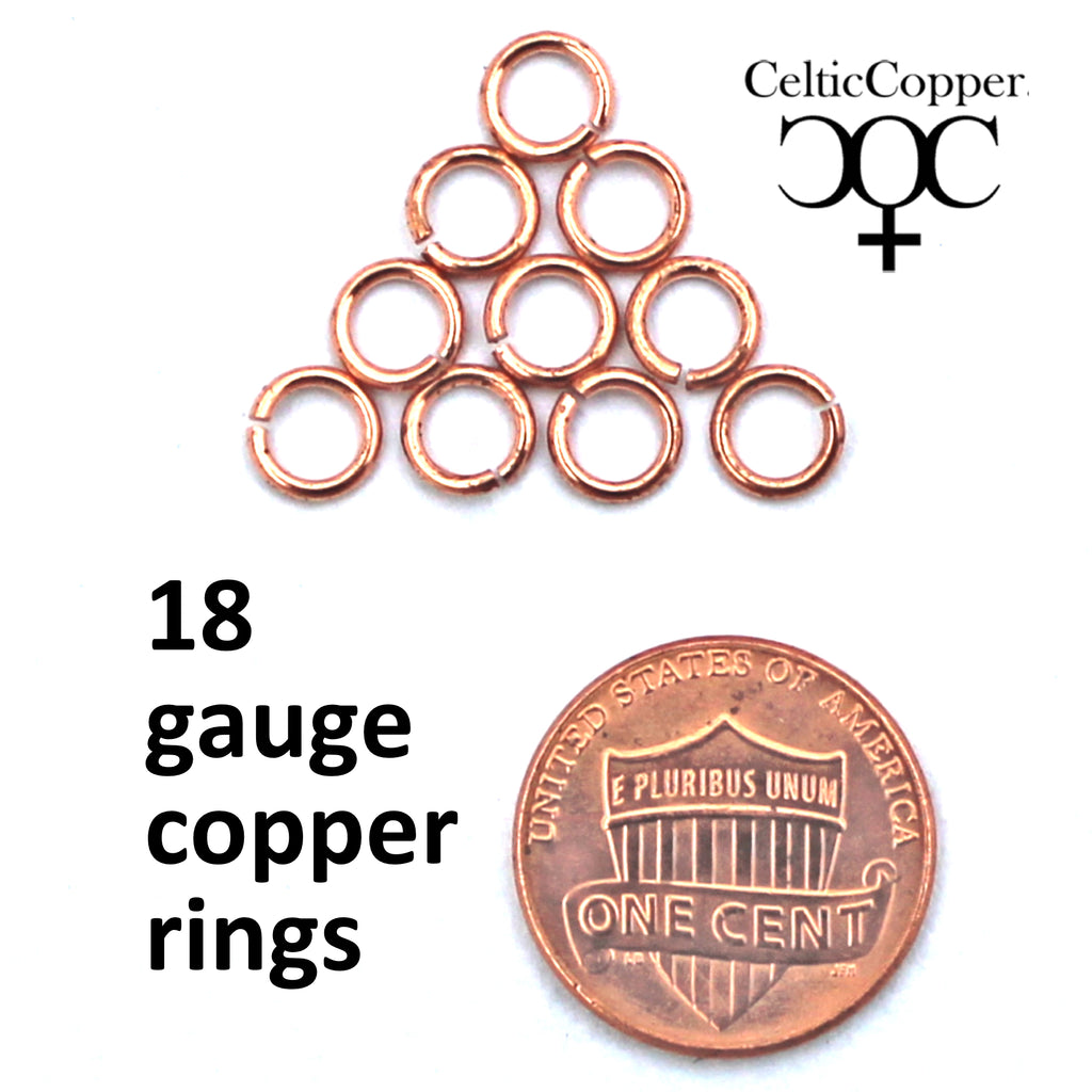 Fine Weight 18 Gauge Copper Jump Rings JSR18 Solid Copper Jewelry Find –  Celtic Copper Shop