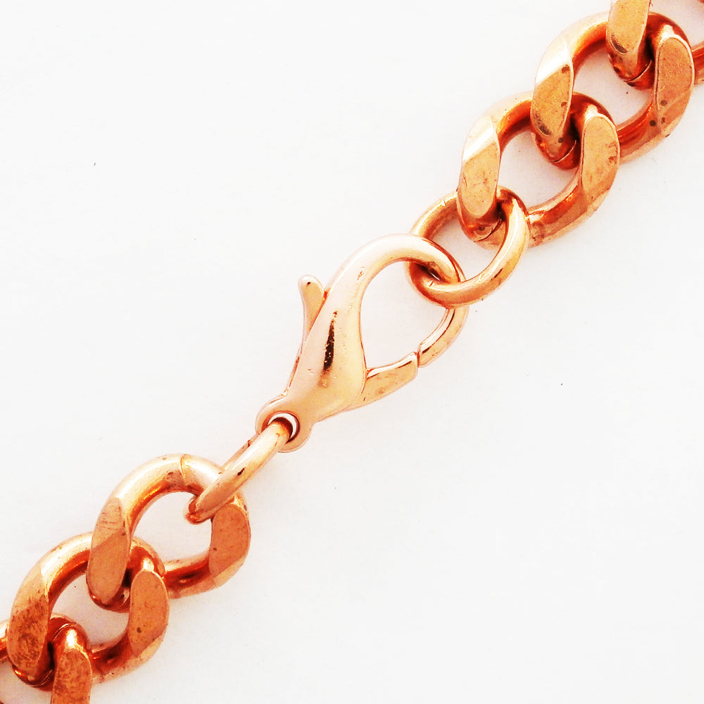 Copper Necklace Chain Set For Men Heavy Duty 18" Curb Chain Necklace And Matching Bracelet SET7918