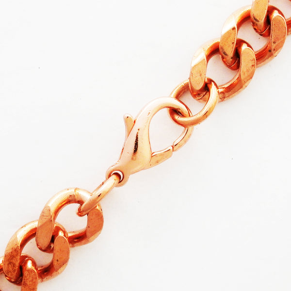 Copper Necklace Chain Set For Men Heavy Duty 24" Curb Chain Necklace And Matching Bracelet SET7924